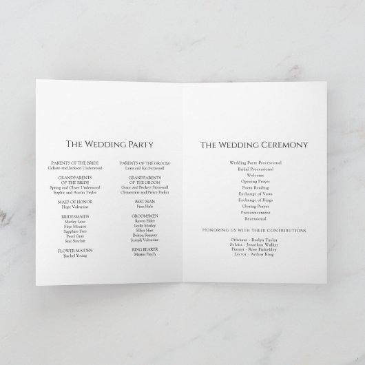 Modernes klassisches Programm für Hochzeiten (Innenseite)