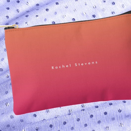 Modernes klassisches Rosa- und Orangenmonogramm Zubehörtasche