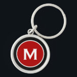 Modernes Klassisches Rotes Monogramm Schlüsselanhänger<br><div class="desc">Personalisiert Classic Mit Monogramm Schlüsselanhänger Monogram Initial Black Red White. Perfekt als Feriengeschenk,  Familienfavoriten,  Dankeschön für Trauzeugen und Geschenk für alle besondere Anlässe.</div>