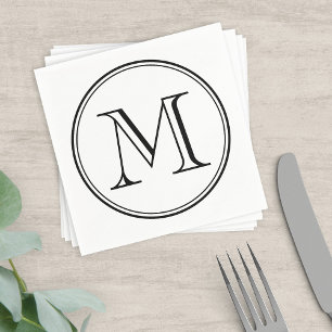 Modernes Klassisches Rundschwarzes Monogramm Serviette