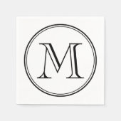 Modernes Klassisches Rundschwarzes Monogramm Serviette (Vorderseite)