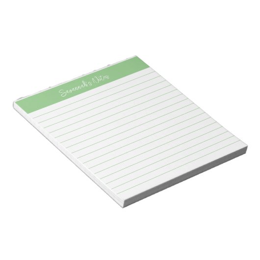 Modernes klassisches Sage Green Script Personalisi Notizblock (angewinkelt)