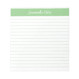 Modernes klassisches Sage Green Script Personalisi Notizblock