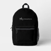 Modernes klassisches Schwarz-Script-Monogramm Bedruckter Rucksack (Vorderseite)