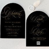 Modernes klassisches Schwarz und Gold auf einer Ho Einladung