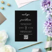 Modernes, klassisches Schwarz-Weiß-Script QR-Code  Acryleinladungen (In Situ (Hochzeit))
