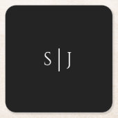 Modernes Klassisches Schwarzes Hochzeitmonogramm Rechteckiger Pappuntersetzer (Vorderseite)