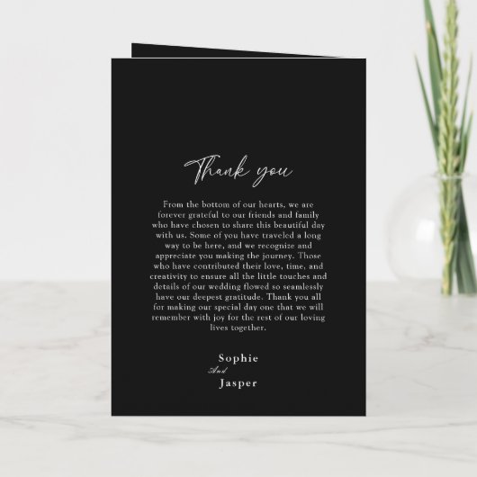 Modernes klassisches Schwarzes Hochzeitsprogramm Programm (Rückseite)