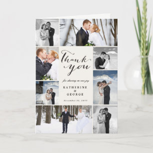 Modernes, klassisches Script 8 Multi-Foto Stilvoll Dankeskarte
