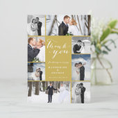 Modernes, klassisches Script 8 Multi-Foto Stilvoll Dankeskarte (Stehend Vorderseite)