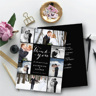 Modernes, klassisches Script 8 Multi-Foto Stilvoll Dankeskarte