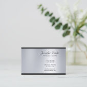 Modernes, klassisches Script Silver Beruflich Luxe Visitenkarte (Stehend Vorderseite)