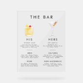 Modernes klassisches Signature Drinks Bar Menu Acrylschild (Vorderseite)