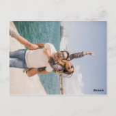 Modernes klassisches Stripe-Wedding-Foto Save the  Postkarte (Rückseite)