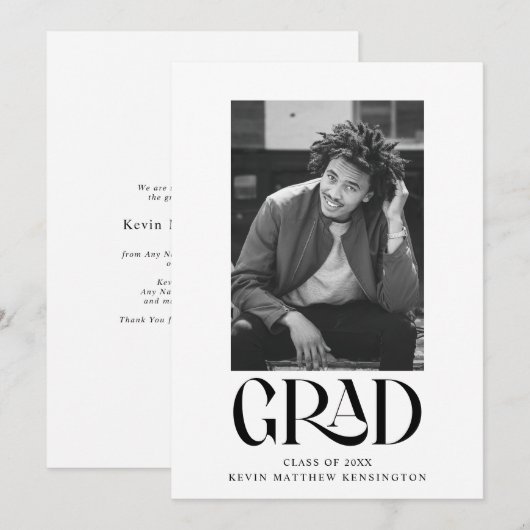 Modernes klassisches Typografie-Abschluss-Foto Ankündigung (Vorne/Hinten)