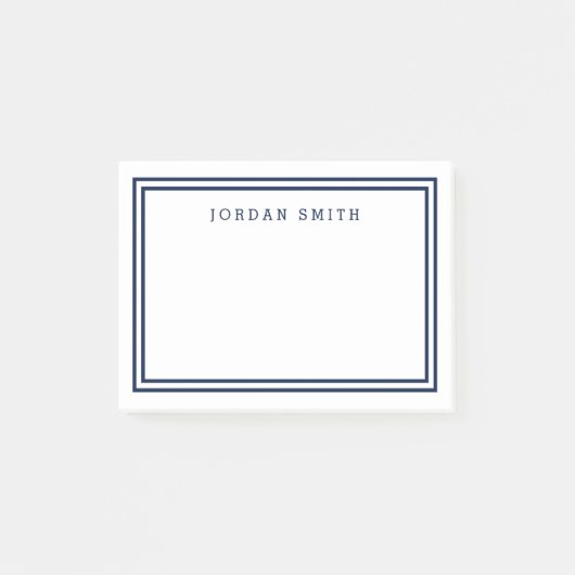 Modernes klassisches Weiß mit doppelnavy Blue Bord Post-it Klebezettel (Vorderseite)