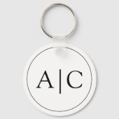 Modernes klassisches White Monogram Wedding Foto Schlüsselanhänger (Vorderseite)