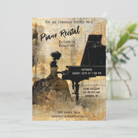 Modernes Klavierstück Einladung (Stehend Vorderseite)