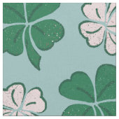 Modernes Kleeblatt mit grüner Rosa Clover Zeichne Stoff (Nahaufnahme)