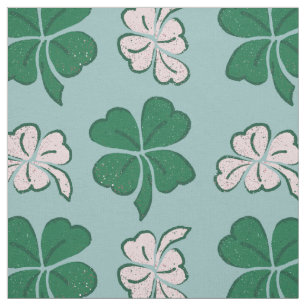 Modernes Kleeblatt mit grüner Rosa Clover Zeichne Stoff