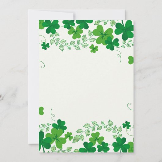 Modernes Kleeblatt St. Patrick's Party Einladung (Rückseite)