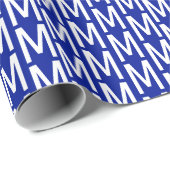 Modernes, kobaltblauer Monogramm - Geburtstag Geschenkpapier (Rolleneckpunkt)