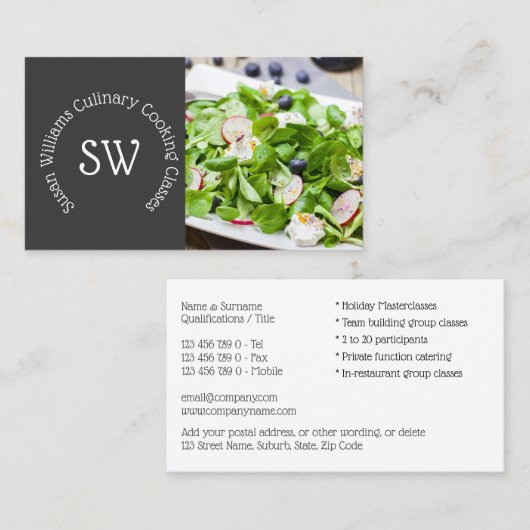 Modernes Koch Foto| frischer gesunder Salat Visitenkarte (Vorne/Hinten)