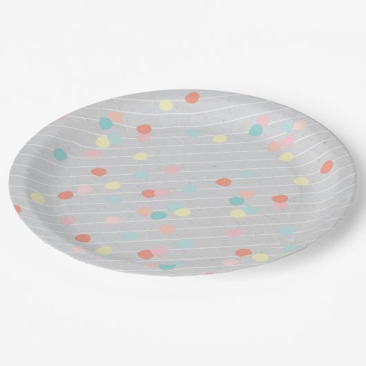 Modernes Konfettpapier-Party Pappteller (Schrägansicht)