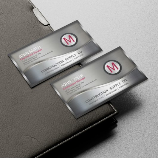 Modernes Konstruktionsmetall, Gerahmt, Monogramm,  Magnetische Visitenkarte