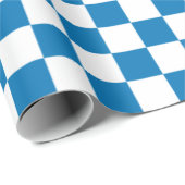 Modernes, kontrolliertes, blaues und weißes Muster Geschenkpapier (Rolleneckpunkt)