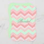 modernes Korallenmalz Zickzack Brautparty Einladung (Vorne/Hinten)
