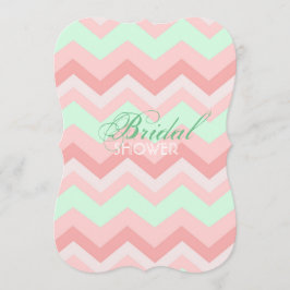 modernes Korallenmalz Zickzack Brautparty Einladung