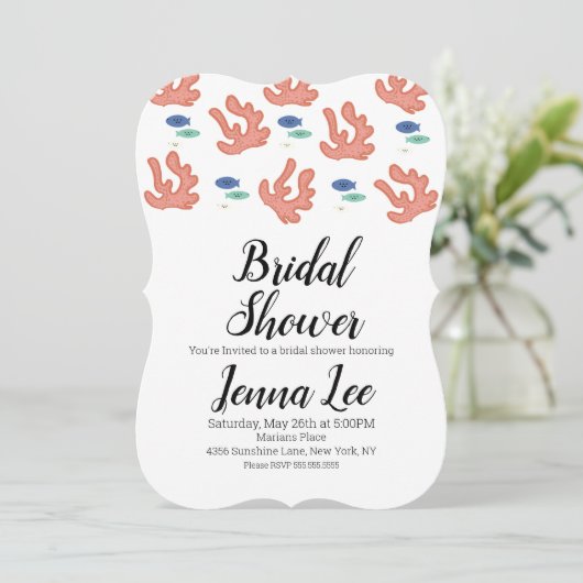 Modernes Korallenriff und Fische Einladung (Stehend Vorderseite)