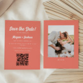 Modernes Korallenrosa QR Code Hochzeit Save The Date