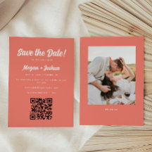 Modernes Korallenrosa QR Code Hochzeit