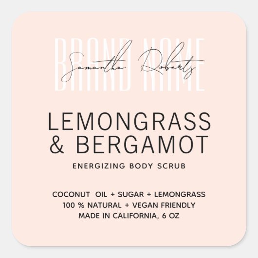 Modernes Körperpeeling pink verleiht Ihr Markenzei Quadratischer Aufkleber (Vorderseite)