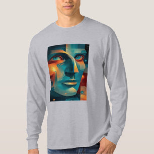 Modernes Kosmisches Mosaik-Gesicht T-Shirt