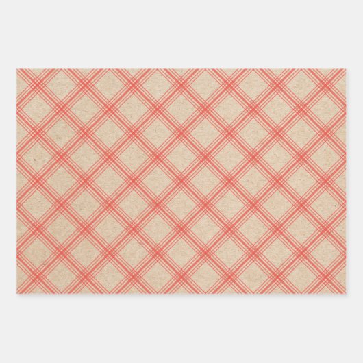 Modernes Kraft Kariertes Urlaubspapier Geschenkpapier Set (Vorderseite 3)