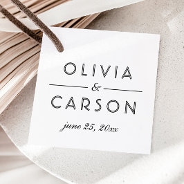 Modernes Kraft- und Black Wedding Monogram Foto Geschenkanhänger