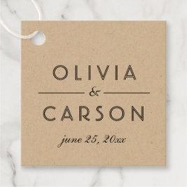 Modernes Kraft- und Black Wedding Monogram Foto Geschenkanhänger