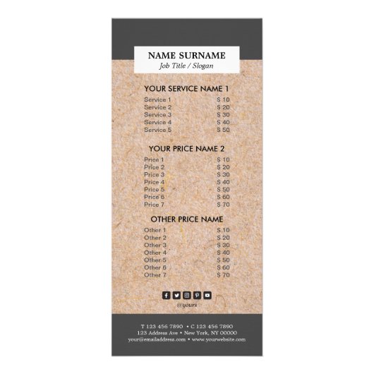 Modernes Kraftpapier-Marketings-materieller Preis Werbekarte (Vorne)