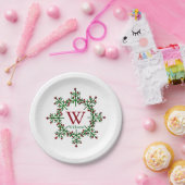Modernes Kranz-Monogramm Pappteller (Party)