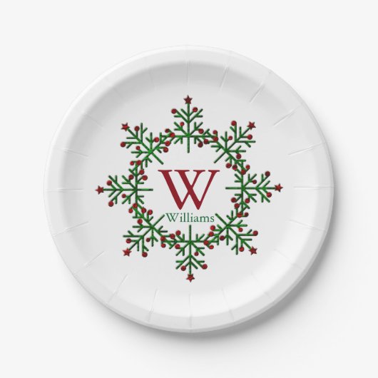 Modernes Kranz-Monogramm Pappteller (Vorderseite)