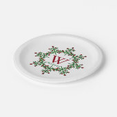 Modernes Kranz-Monogramm Pappteller (Schrägansicht)