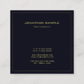 Modernes kreatives Design Elegantes Schwarzes Gold Quadratische Visitenkarte (Rückseite)