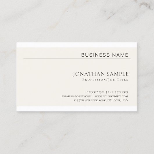 Modernes kreatives Minimalistisches Berufliches Sc Visitenkarte (Vorderseite)