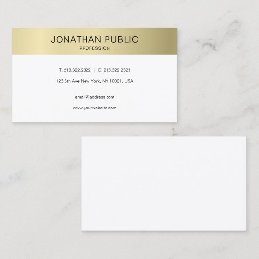 Modernes, kreatives Schlichtes Gold Look Luxus Tre Visitenkarte (Vorne/Hinten)