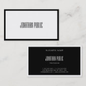 Modernes, kreatives Schwarz-Weiß-Berufliches Schli Visitenkarte (Vorne/Hinten)