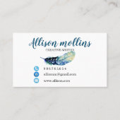 Modernes kreatives Verfasser-Feder-Logo Visitenkarte (Rückseite)