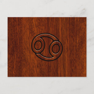 Modernes Krebs-Sternzeichen auf Mahagoni-Dekor Postkarte